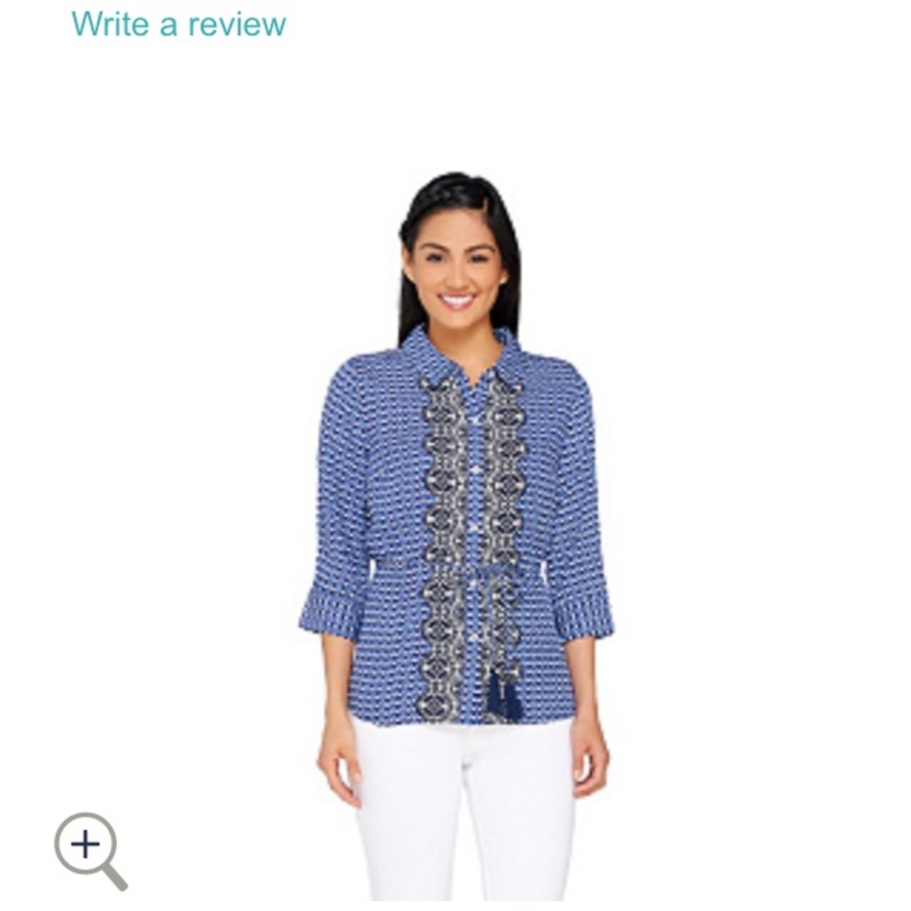 Geo print 3/4 sleeve blouse